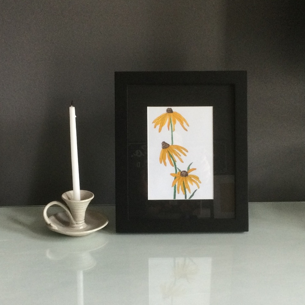 Framed Original Floral Watercolor Painting